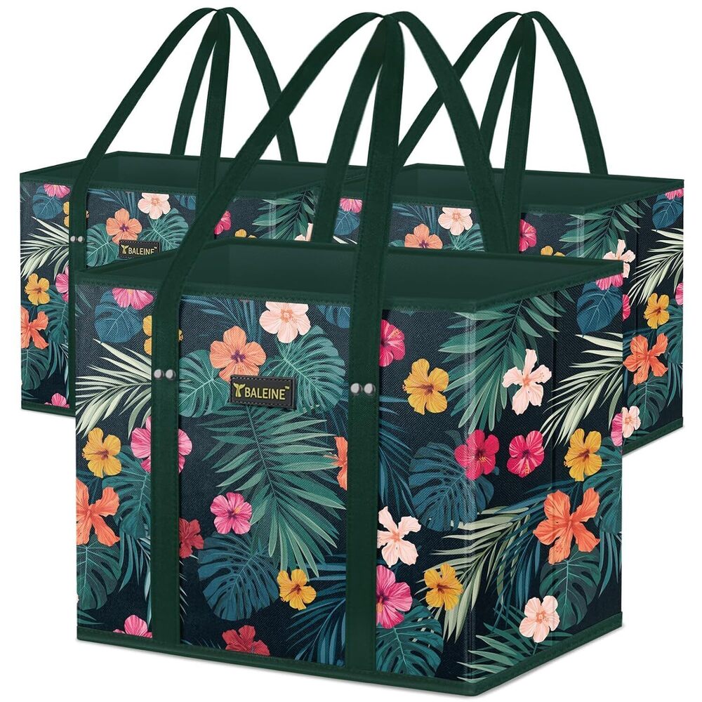 Heavy Duty Grocery Tote Bags 3 Pack Reusable Shopping